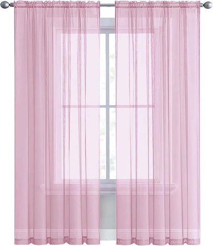 SpaceDresser Sheer Voile Window Treatment Rod Pocket Curtain Panels - Image 2