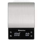 KitchenTour Coffee Scale with Timer 3kg/0.1g - High Precision Pour Over Drip Espresso Scale with Back-Lit LCD Display - Stain Steel Platform(Batteries Included)
