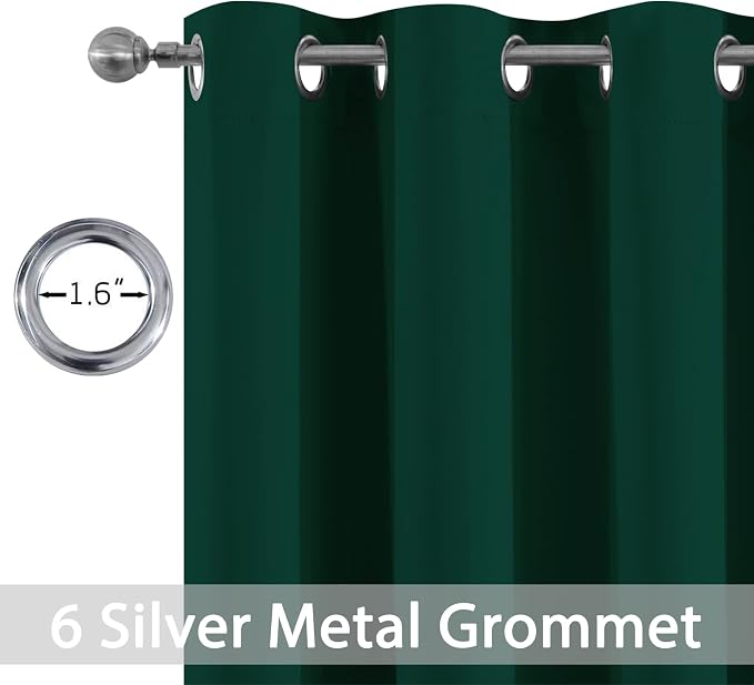 Yakamok Room Darkening Curtains 42x84 inch Length Dark Green-Living Room | 2 - Image 2