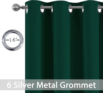 Yakamok Room Darkening Curtains 42x84 inch Length Dark Green-Living Room | 2 - Image 2