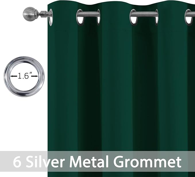 Yakamok Room Darkening Curtains 42x63 inch Length Dark Green-Living Room | 2 - Image 2