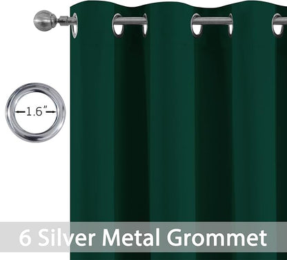 Yakamok Room Darkening Curtains 42x63 inch Length Dark Green-Living Room | 2 - Image 2