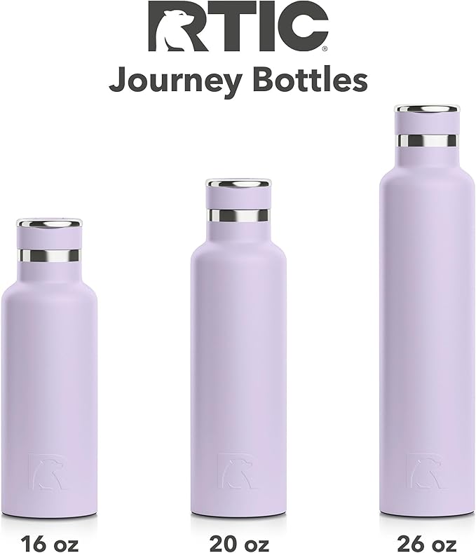 RTIC 16oz Journey Bottle Metal Stainless Steel Vacuum Insulated, BPA Free, Reusable, for Water, Hot and Cold Drinks, Travel, Sports, Camping, Dusty Lilac