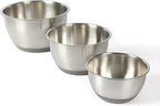 Martha Stewart Rhinewell Mirror Polish 6 Piece Stainless Steel Mixing Bowls with Lid and Non-Slip Base - Grey