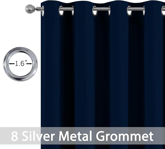Yakamok Room Darkening Curtains 52x96 inch Length Dark Blue-Living Room | 2 - Image 2