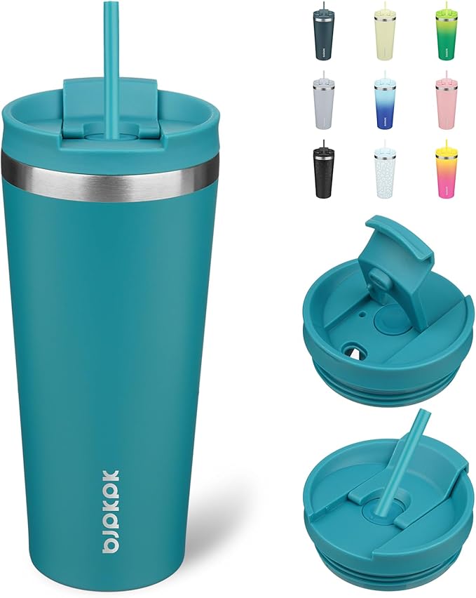 BJPKPK 22oz Tumbler With lid And Straw Stainless Steel Travel Coffee Mug Insulated Tumblers Cups,Laguna