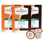 Fresh Roasted Coffee, Organic Ethiopian Sidamo Natural | USDA Organic, 100% Single Origin, Kosher | Light Roast 72 Pods for K Cup Brewers