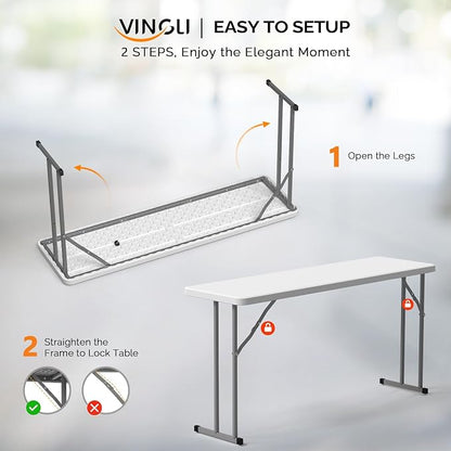 VINGLI 5 FT Narrow Folding Table, Home Work - Image 8