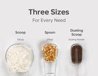 Felli Flip Tite Food Storage Container with Scoop & Lid 5" LARGE Airtight Ring Top, Acrylic Canister Jar for Sugar Flour Baking Powder Protein Rice Pasta Kitchen Organizer Gift Set (10pk, Variety)