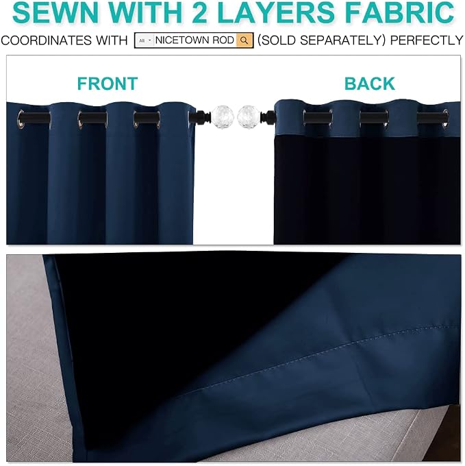 NICETOWN 100% Blackout Curtain Panels, Thermal Insulated Black Liner Curtains - Image 5