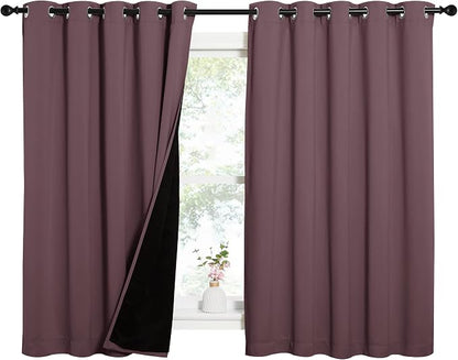 NICETOWN Dry Rose 100% Blackout Lined Curtains, 2 Thick Layers Completely - Image 2
