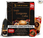 Caffè di Artisan Liquid Coffee Pods – Premium Single-Serve Coffee for Cold Brew concentrate, Iced Coffee & Hot Coffees – Machine-Free, Eco-Friendly, Ready in Seconds. Rich; Vilasita with Frother; Arabica; Medium Dark Roast – 24 Count