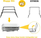 HAPPY KIT 3 Tier Serving Tray Set and Tiered Tray Stand,12 Inch Widened Porcelain Platters with Freely Combinable Rack,Decor Cupcake Stand for Christmas Party Display,Dessert Trays Collapsible