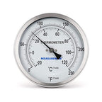 MEASUREMAN Fully Stainless Steel Pot, Kettle, Brewing Bimetal Dial Thermometer, 3" Dial, 6" Stem, 0-250 deg F/-20-120 deg C, -1% Accuracy, Adjustable, 1/2" NPT Back Mount