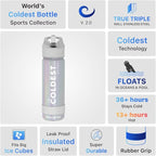 Coldest Insulated Water Bottle with Straw Lid - Stainless Steel Metal Insulated Bottle for Men & Women (Supernova Silver Glitter, 18 oz)