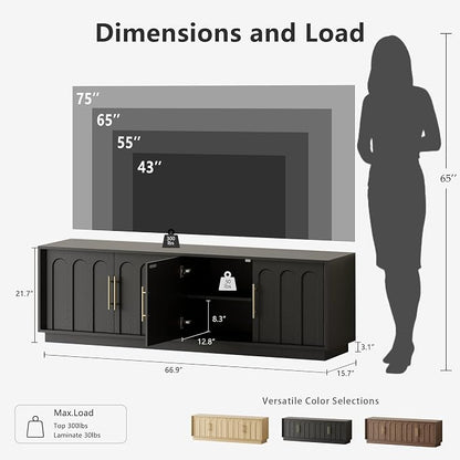 FORTUNETEC TV Stand for 75 Inch TV, Minimalist Media Console - Image 2