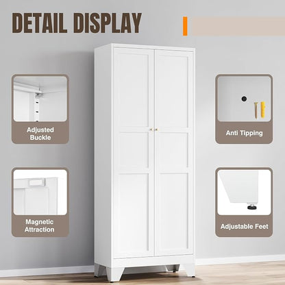 Yizosh Metal Pantry Cabinet, - Image 4