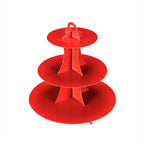3-Tier Cupcake Stand, Cake Stand holder, Tiered DIY Cupcake Stand Tower for Dessert Table Displays, Birthday Theme Party Favors Decoration, Floral Tea Party, 12" W x 12.8" H, Red