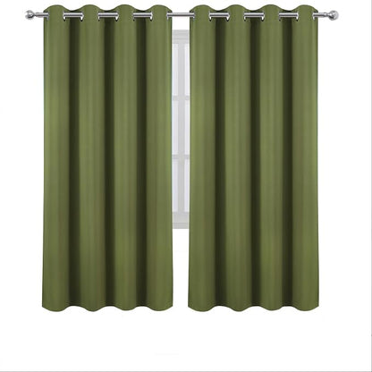 Blackout Curtains 66 x 72 Inch Long Olive Green Curtains Set of 2 Panels Room - Image 2