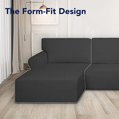 PureFit Stretch Sectional Couch Covers 2 pcs Non Slip L Shape Sofa Cover - Image 3