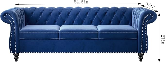 ORRD 2 Pieces Living Room Set, Velvet Couch Chesterfield Sofa Couch Chair - Image 7