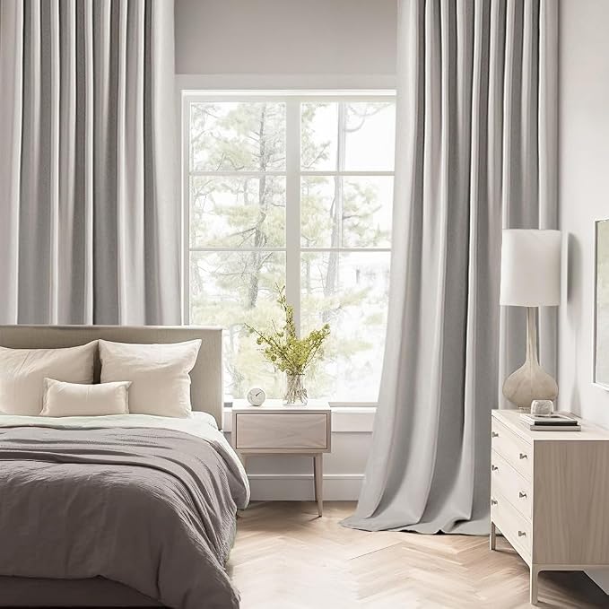 MIULEE Cobblestone Back Tab Blackout Curtains 52x90 Inch Long 2 Panels Set | - Image 3