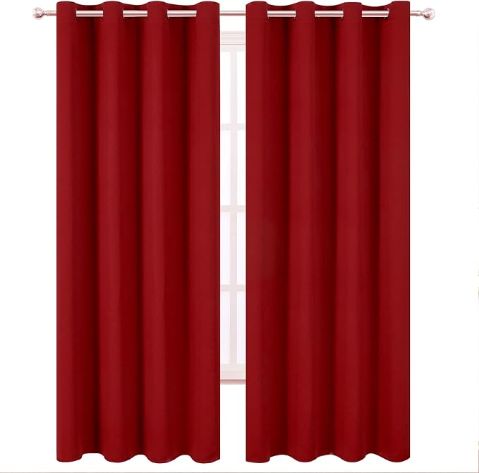 Blackout Curtains 52 x 90 Inch Long Red Curtains Set of 2 Panels Room Darkening - Image 2