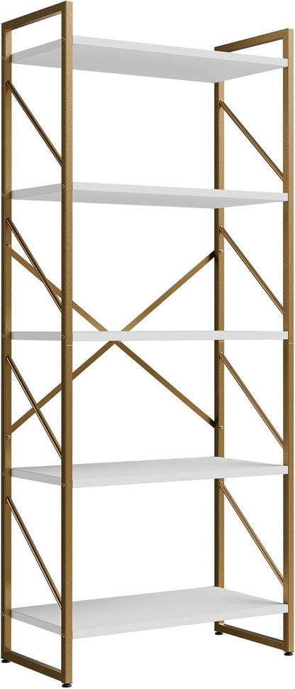 Shintenchi 2 Pieces 5 Tiers Bookshelf, Classically Tall Bookcase Shelf - Image 8