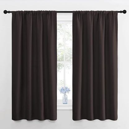 NICETOWN Window Curtains for Bedroom, Toffee Brown, 2 Panels, W42 x L48 -Inch by NICETOWN