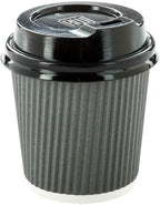 Restaurantware 4 Ounce Ripple Wall Disposable Coffee Cups, 500 Insulated Gray Paper Tumblers with Rolled Rim Design, Lids Sold Separately for Hot Drinks like Tea, Hot Chocolate and More