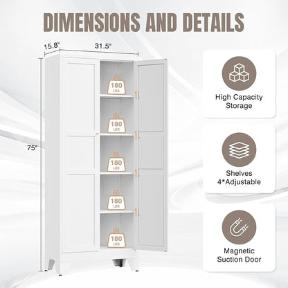 Yizosh Metal Pantry Cabinet, Cupboard - Image 2