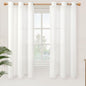 YoungsTex White Linen Semi Sheer Curtains 63 Inch Length 2 Panels, Grommet by YoungsTex