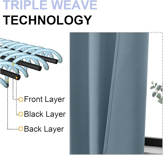 Simplebrand Ava Stone Blue Short 24 Inches Blackout Curtain 2 Panels Set - Image 5