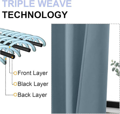 Simplebrand Ava Stone Blue Blackout Curtains - Image 5