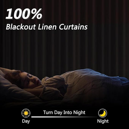 Extra Long 100% Blackout Linen Curtains - Image 2