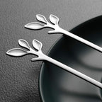 AnSaw Elegant Silver Leaf Coffee Spoons - 10-Piece, 4.7" Mini Stainless Steel Espresso & Dessert Tea Spoons, Perfect for Demitasse & Small Servings