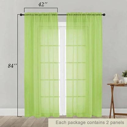 Sheer Curtains 84 Inches Long 2 Panels Set - Image 2