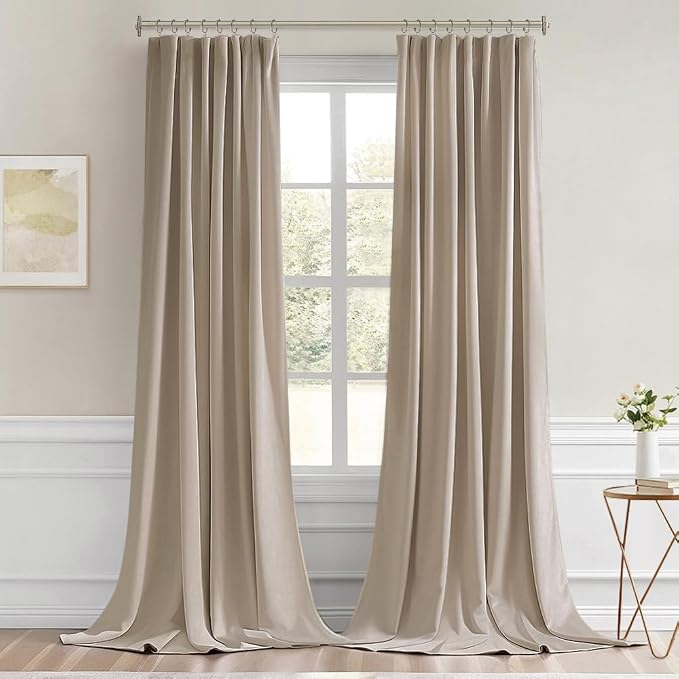 MIULEE Taupe Back Tab Blackout Curtains 52x102 Inch Long 2 Panels Set | Rod - Image 9