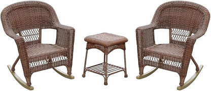 Jeco 3 Piece Rocker Wicker Chair Set - Image 7