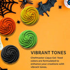 Chefmaster - Halloween Colors Liqua-Gel Food Coloring Kit - Water-Based Food Coloring Gel - 4 Pack - Highly Pigmented, Create Vividly Colored Desserts, Easy-To-Blend Formula - Made in the USA