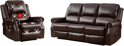 EBELLO 2 Piece Power Faux Leather Recliner Sofa Set, Reclining Living Room - Image 7