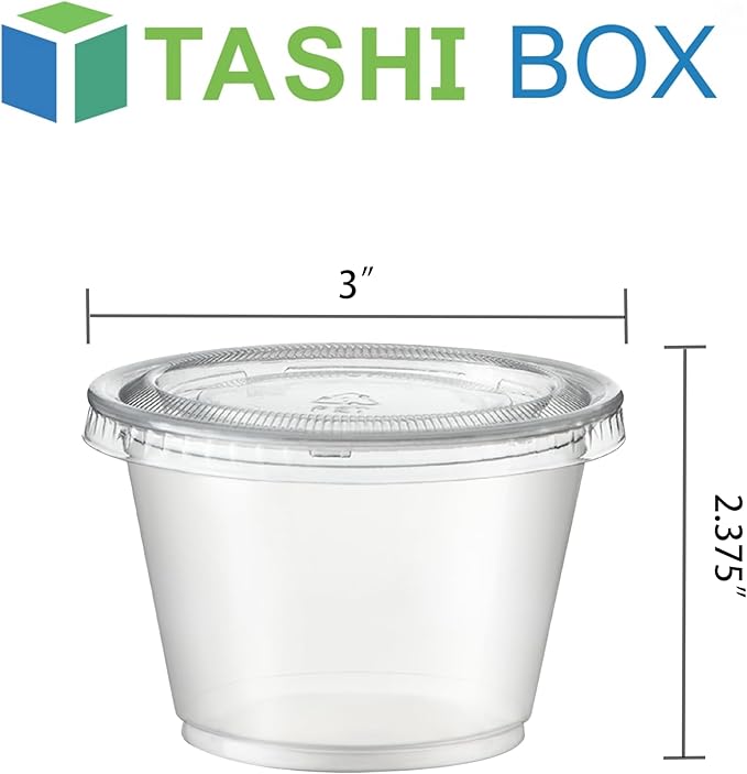 TashiBox 200 Sets-5.5 Ounce Disposable Plastic Jello Shot Cups with Lids, Souffle Portion Cups…