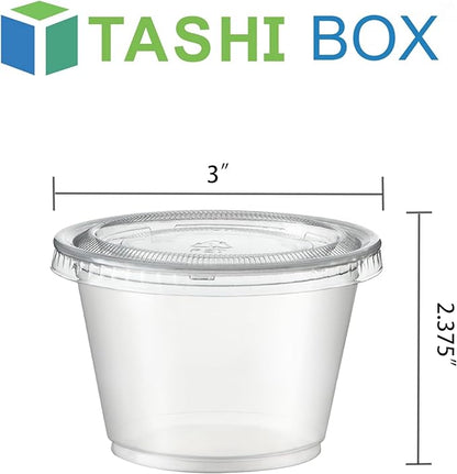 TashiBox 200 Sets-5.5 Ounce Disposable Plastic Jello Shot Cups with Lids, Souffle Portion Cups…