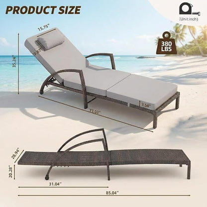 GarveeLife Outdoor Wicker Chaise Lounge Chair - Image 2