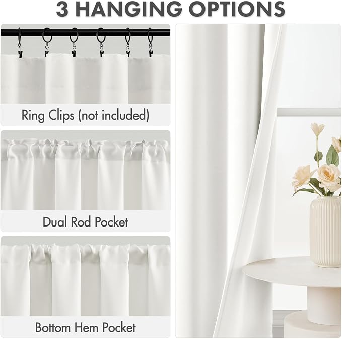 MIULEE 4-Panel 36 Inch Blackout Kitchen Tier Curtains Over Sink Natural | - Image 2