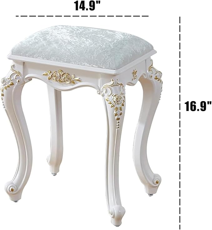 Vintage Vanity Stool & Chair, Round & Rectangular Makeup Stool, Cute Ottoman - Image 3