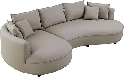 125'' Leather Curved Sofa Couch Sectional Sofa Couch - Image 7