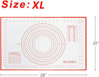 Silicone Pastry Mat for Rolling Dough Non Slip Extra Large 20''×28'',Silicone Baking Mat Nonstick,Non Stick Dough Kneading Cutting Mat with Measurement for Fondant Pie Bread Cookie (Red-XL)
