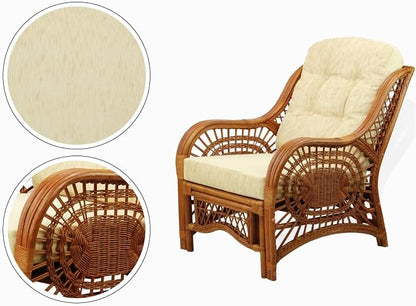 Malibu Lounge Set of 4: 2 Natural Rattan Wicker Chairs, Three-Seater Sofa - Image 4
