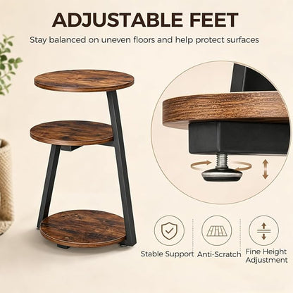 BEWISHOME Round Side Table, 3-Tier End Table, Nightstand - Image 7